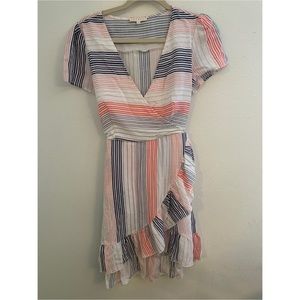 Striped Midi Dress with Back Tie Size Small